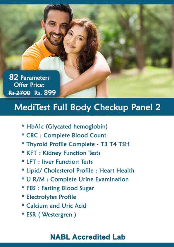 Full Body Checkup Panel 2 with HbA1C | 82 Tests @ Rs 899